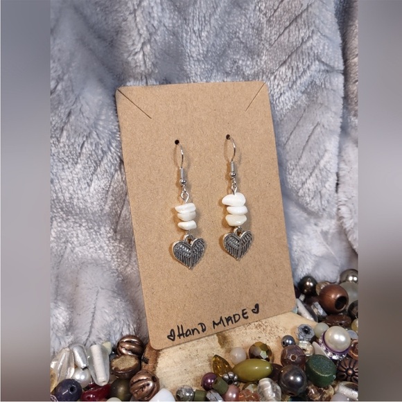 Opal Angel Wing Artisan Earrings Handmade - Picture 11 of 16